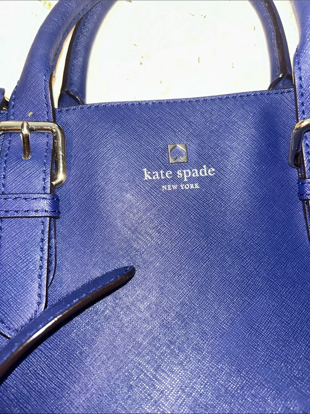 kate spade Deep Navy Saffiano Leather Satchel with Gold Hardware